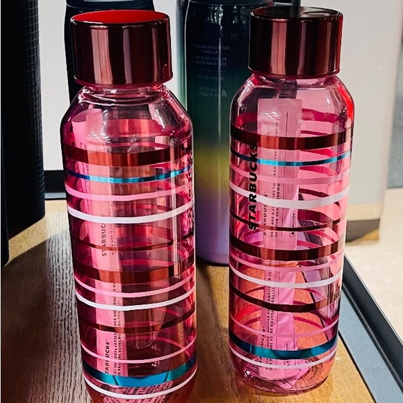 Starbucks Striped Glass Water Bottle Gradient Swirl Taffy Tumbler Cup 20oz New - Picture 14 of 15